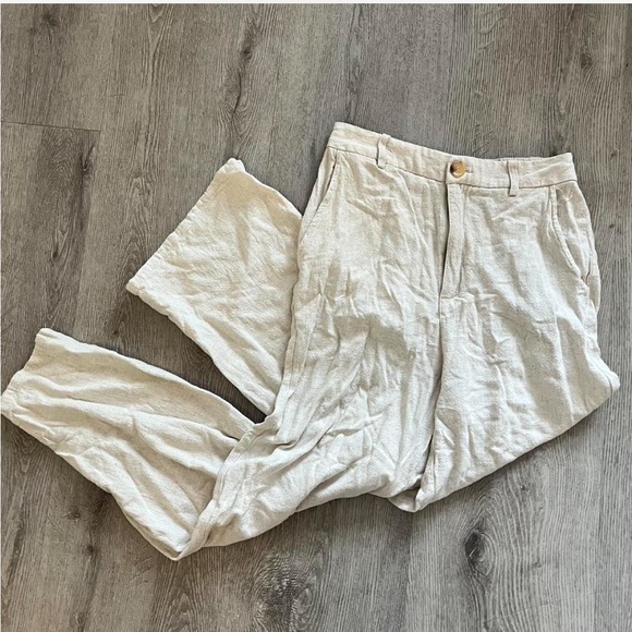 Lulus off white / cream linen trousers pants size S - Picture 2 of 4